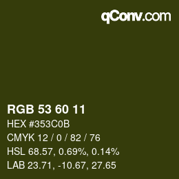 カラーコード: RGB 53 60 11 | qconv.com