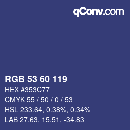 Color code: RGB 53 60 119 | qconv.com