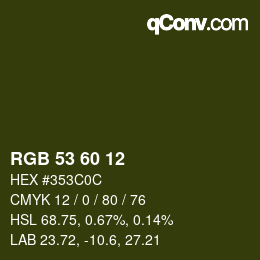 颜色代码: RGB 53 60 12 | qconv.com