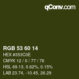 カラーコード: RGB 53 60 14 | qconv.com