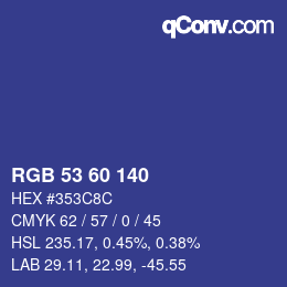 カラーコード: RGB 53 60 140 | qconv.com