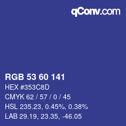 カラーコード: RGB 53 60 141 | qconv.com