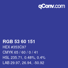 カラーコード: RGB 53 60 151 | qconv.com