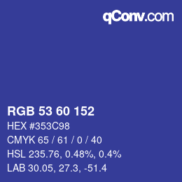 颜色代码: RGB 53 60 152 | qconv.com