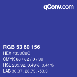 カラーコード: RGB 53 60 156 | qconv.com