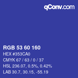カラーコード: RGB 53 60 160 | qconv.com