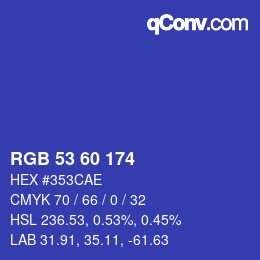 Color code: RGB 53 60 174 | qconv.com