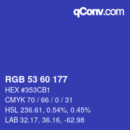 颜色代码: RGB 53 60 177 | qconv.com