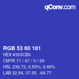 カラーコード: RGB 53 60 181 | qconv.com