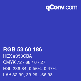 Color code: RGB 53 60 186 | qconv.com