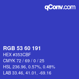 カラーコード: RGB 53 60 191 | qconv.com