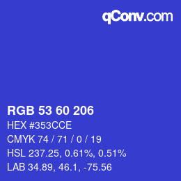 カラーコード: RGB 53 60 206 | qconv.com