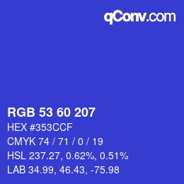 カラーコード: RGB 53 60 207 | qconv.com