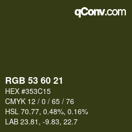 颜色代码: RGB 53 60 21 | qconv.com
