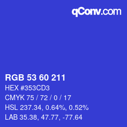 カラーコード: RGB 53 60 211 | qconv.com