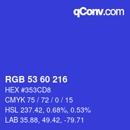 カラーコード: RGB 53 60 216 | qconv.com