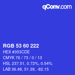 カラーコード: RGB 53 60 222 | qconv.com