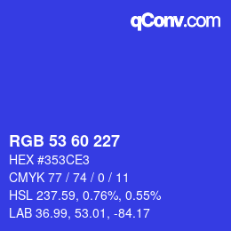 カラーコード: RGB 53 60 227 | qconv.com