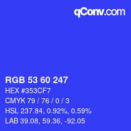 カラーコード: RGB 53 60 247 | qconv.com
