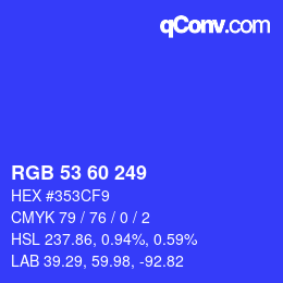 颜色代码: RGB 53 60 249 | qconv.com