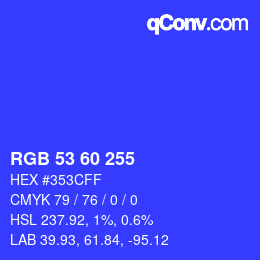 カラーコード: RGB 53 60 255 | qconv.com