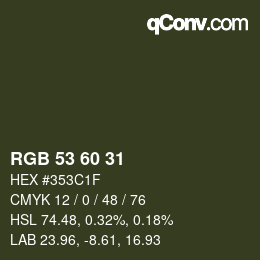 カラーコード: RGB 53 60 31 | qconv.com