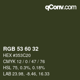 颜色代码: RGB 53 60 32 | qconv.com