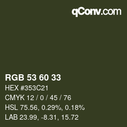 颜色代码: RGB 53 60 33 | qconv.com