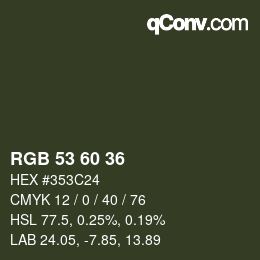 颜色代码: RGB 53 60 36 | qconv.com