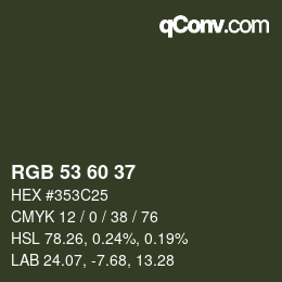 カラーコード: RGB 53 60 37 | qconv.com