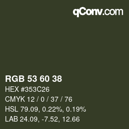 颜色代码: RGB 53 60 38 | qconv.com
