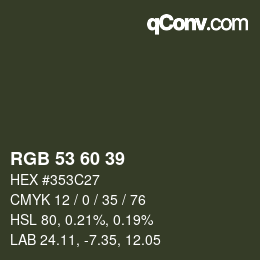 颜色代码: RGB 53 60 39 | qconv.com