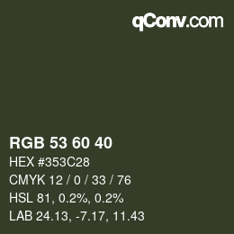 颜色代码: RGB 53 60 40 | qconv.com