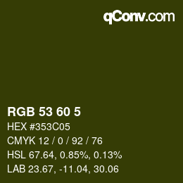 カラーコード: RGB 53 60 5 | qconv.com