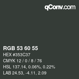 颜色代码: RGB 53 60 55 | qconv.com