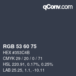 颜色代码: RGB 53 60 75 | qconv.com