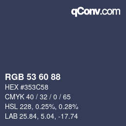 カラーコード: RGB 53 60 88 | qconv.com