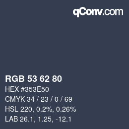 Código de color: RGB 53 62 80 | qconv.com