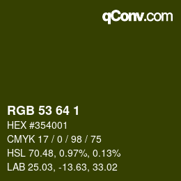 Color code: RGB 53 64 1 | qconv.com