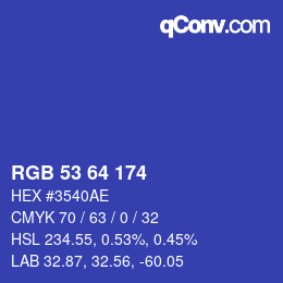 Color code: RGB 53 64 174 | qconv.com