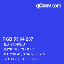 Color code: RGB 53 64 237 | qconv.com