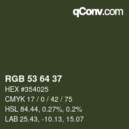 Color code: RGB 53 64 37 | qconv.com