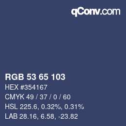 颜色代码: RGB 53 65 103 | qconv.com