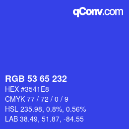 Color code: RGB 53 65 232 | qconv.com