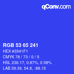 カラーコード: RGB 53 65 241 | qconv.com