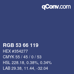 カラーコード: RGB 53 66 119 | qconv.com