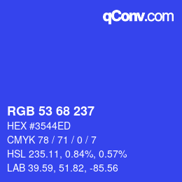 カラーコード: RGB 53 68 237 | qconv.com