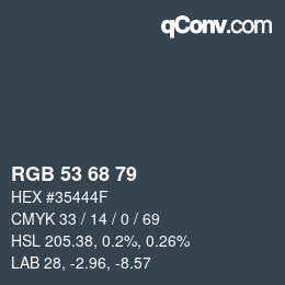Color code: RGB 53 68 79 | qconv.com