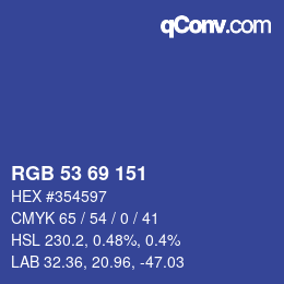 Color code: RGB 53 69 151 | qconv.com