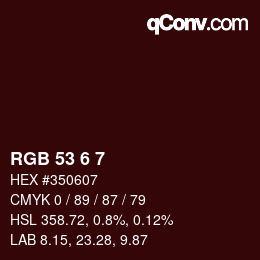 Color code: RGB 53 6 7 | qconv.com